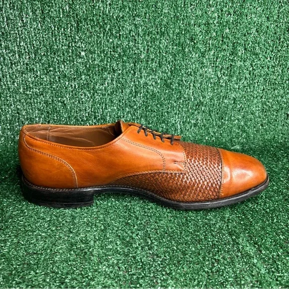 Allen Edmonds Lauderdale Mens Size 12 B Brown Woven Leather Dress Shoes
